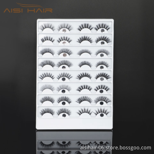 Aisi Hair Hotsale Fast Delivery Luxury Packaging Black White Stripe Lash Box Synthetic Fake Makeup Eye Lashes
